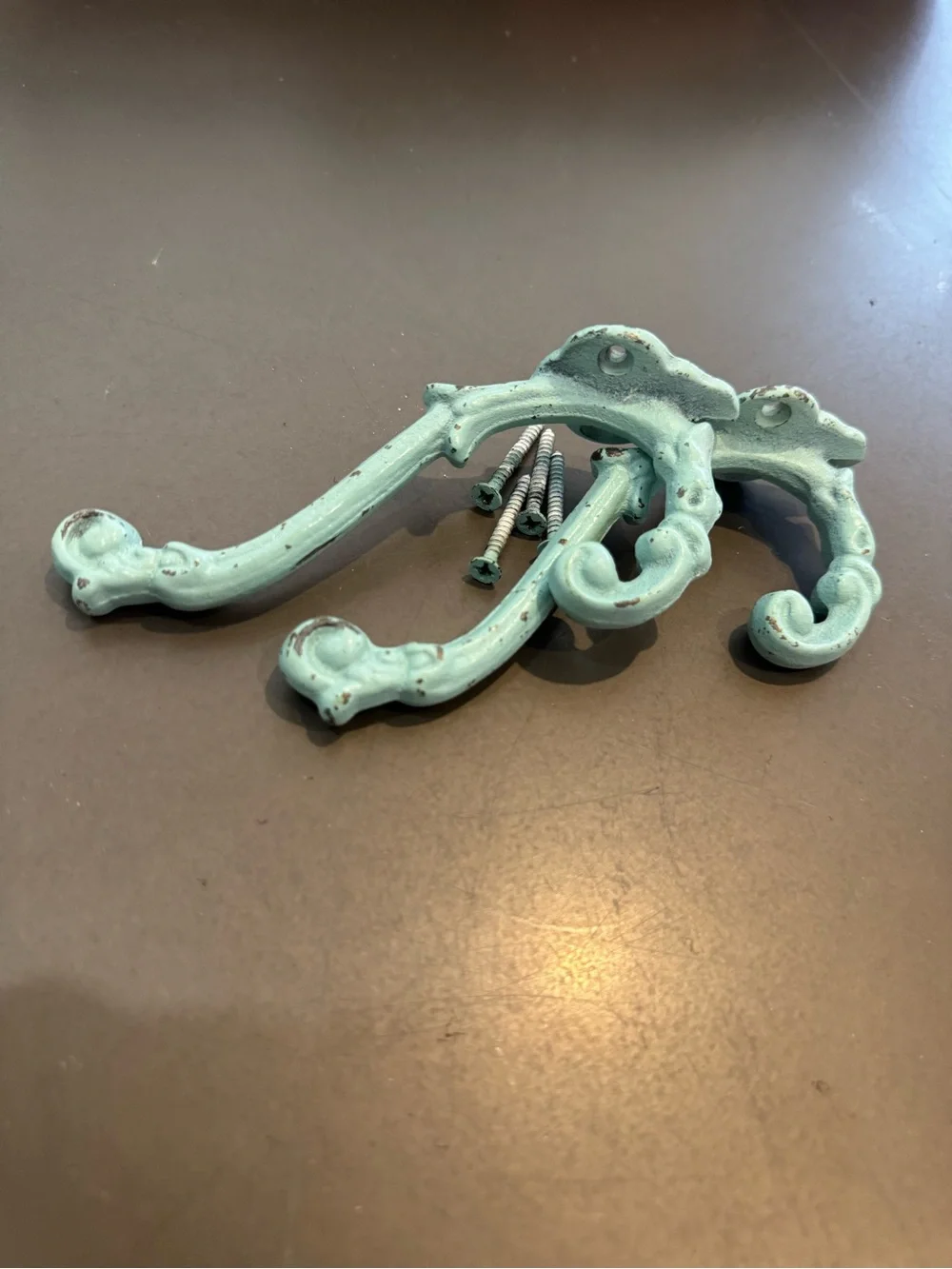 Vintage-Style Iron Turquoise Wall Hook Set - Decorative Double Hooks